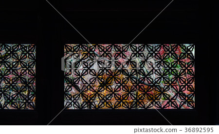 Wooden windows with decoration Wooden windows with decoration 36892595