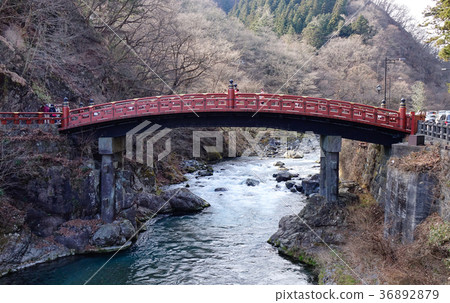 Red sacred bridge Shinkyo in Nikko, Japan Red sacred bridge Shinkyo in Nikko, Japan 36892879