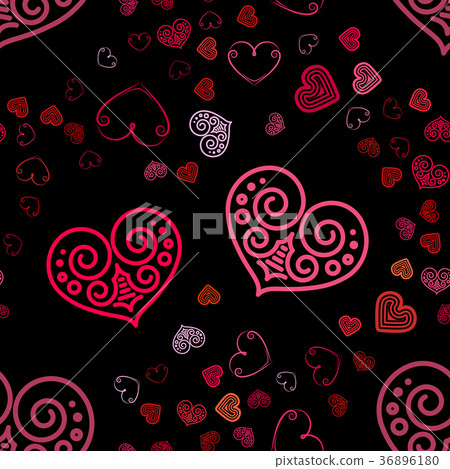 Valentines Day seamless pattern with pink hearts - Stock Illustration ...
