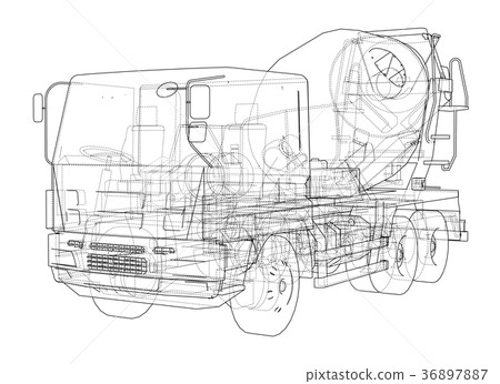 Truck mixer sketch. Vector 36897887