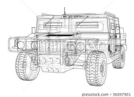 Combat car. Vector rendering of 3d 36897901
