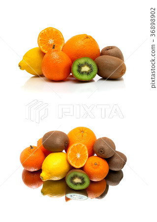 juicy fruits on a white background 36898902