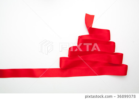 christmas tree made from red ribbon isolated christmas tree made from red ribbon isolated 36899378