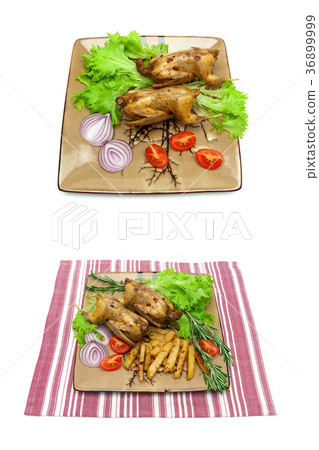 dish with fried woodcock and vegetables 36899999