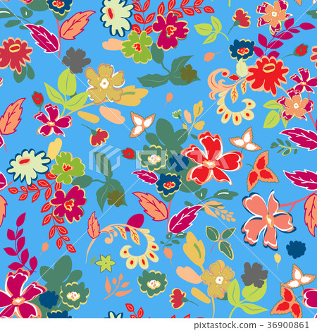 Floral seamless pattern with hand drawn flowers - Stock Illustration ...