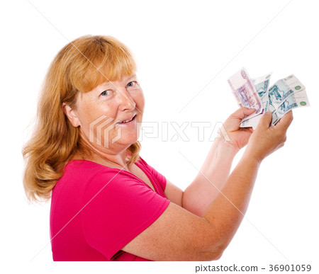 woman holding money 36901059