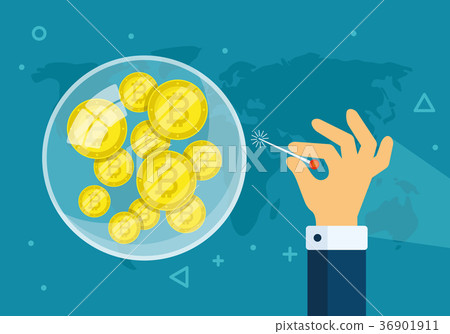 Bitcoin bubble burst concept Bitcoin bubble burst concept 36901911