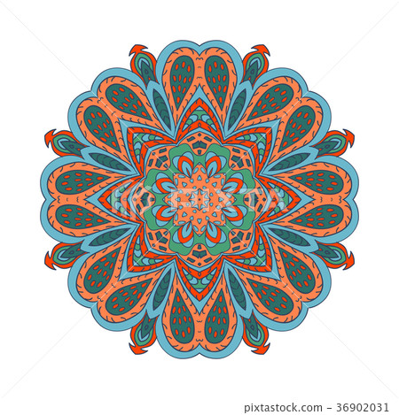 Mandala doodle drawing. Colorful floral round Mandala doodle drawing. Colorful floral round 36902031