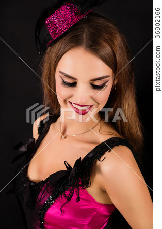 Sexy moulin rouge woman on black background Sexy moulin rouge woman on black background 36902166