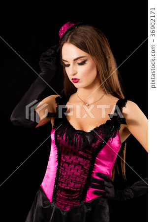 Sexy moulin rouge womanl on black background Sexy moulin rouge womanl on black background 36902171