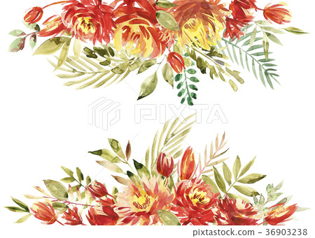 Colorful Watercolor Flower Border. Painted Flower Colorful Watercolor Flower Border. Painted Flower 36903238
