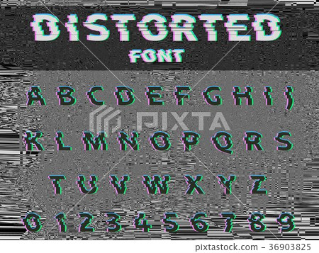 Vector distorted glitch font. Vector distorted glitch font. 36903825