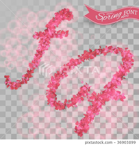 Confetti font. Scattered paper hearts. Confetti font. Scattered paper hearts. 36903899