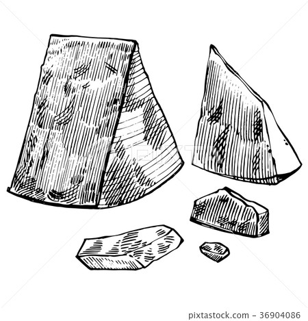 Parmesan cheese on white background. Vector hand 36904086