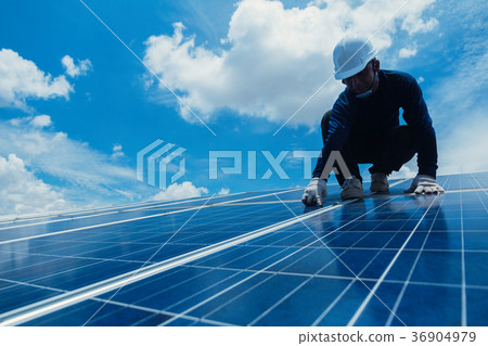 engineer team working on replacement solar panel engineer team working on replacement solar panel 36904979