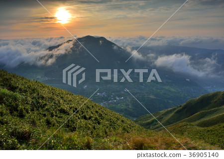 臺灣,台北市,陽明山,陽明山國家公園,大屯山,小油坑,日出,雲海,七星山,白天,山 36905140