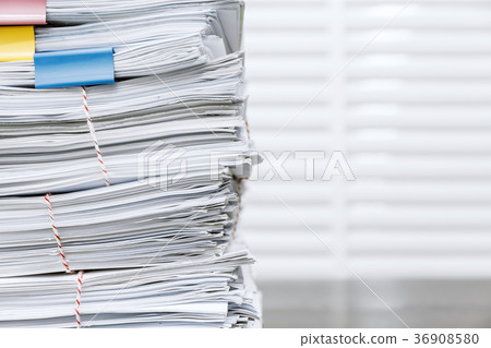 Paperwork pile print document unorganized Paperwork pile print document unorganized 36908580