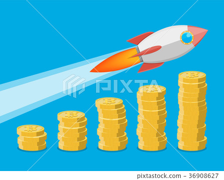 Stack of golden cryptocoins. 36908627