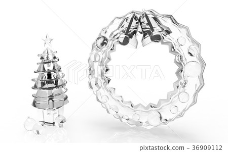 Transparent Christmas tree and wreath Transparent Christmas tree and wreath 36909112