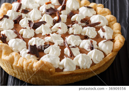 French silk pie with whipped cream close-up 36909356