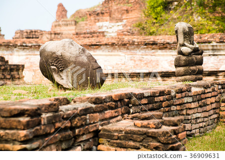 Remains of Ayutthaya Wat Mahathat Thailand 36909631