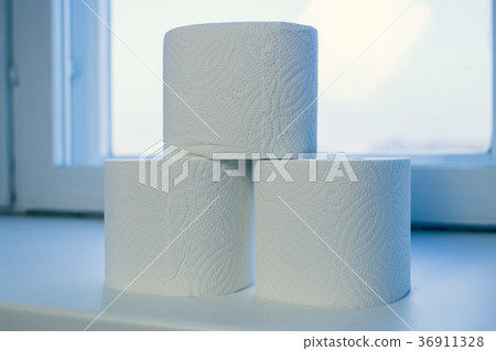 Rolls of toilet paper. Pyramid. white 36911328