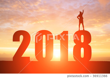 businesswoman with 2018 businesswoman with 2018 36911366