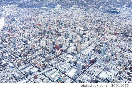 Sapporo downtown in the snow 36911675