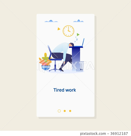 Tired Sleeping Businessman at Work.Flat design 36912187