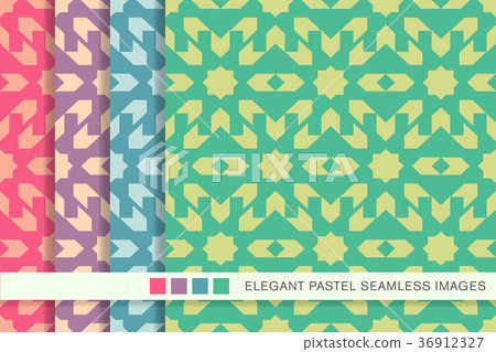 Seamless pastel background vintage pattern set Seamless pastel background vintage pattern set 36912327