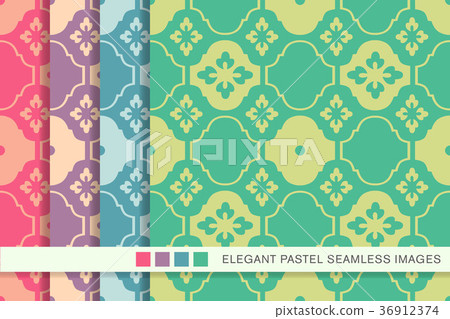 Seamless pastel background vintage pattern set Seamless pastel background vintage pattern set 36912374