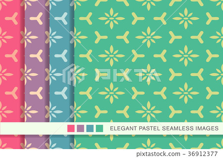 Seamless pastel background vintage pattern set 36912377