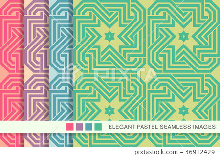 Seamless pastel background vintage pattern set Seamless pastel background vintage pattern set 36912429