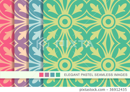 Seamless pastel background vintage pattern set Seamless pastel background vintage pattern set 36912435