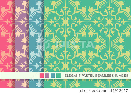 Seamless pastel background vintage pattern set Seamless pastel background vintage pattern set 36912457