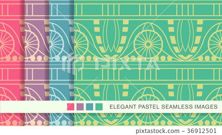 Antique Pattern Library Pastel Seamless pastel background vintage pattern set - Stock Illustration ...