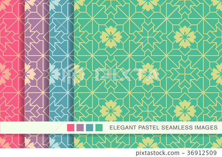 Seamless pastel background vintage pattern set Seamless pastel background vintage pattern set 36912509
