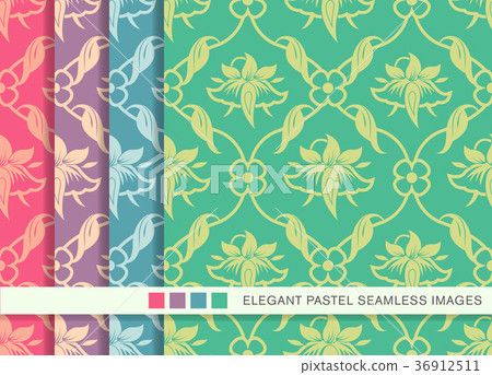 Seamless pastel background vintage pattern set Seamless pastel background vintage pattern set 36912511