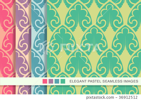 Seamless pastel background vintage pattern set Seamless pastel background vintage pattern set 36912512