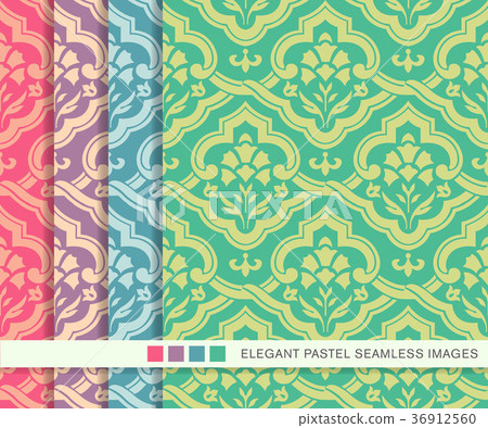 Seamless pastel background vintage pattern set Seamless pastel background vintage pattern set 36912560