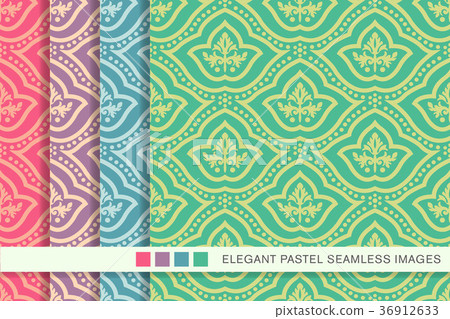 Antique Pattern Library Pastel Seamless pastel background vintage pattern set - Stock Illustration ...
