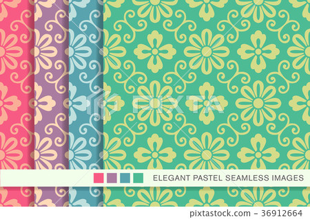 Antique Pattern Library Pastel Seamless pastel background vintage pattern set - Stock Illustration ...