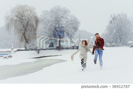 Happy couple of lovers is spending time on the 36912787