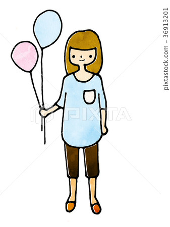 Balloon girl illustration 36913201