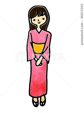Japanese kimono girl illustration 36913203