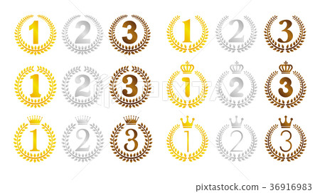 Rees, laurel, ornament ranking illustration set first place-third place (gold / silver / copper) Rees, laurel, ornament ranking illustration set first place-third place (gold / silver / copper) 36916983