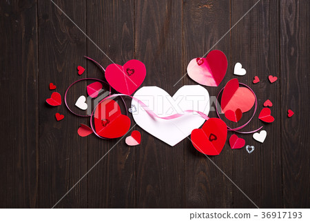 Red paper hearts media love putting 36917193