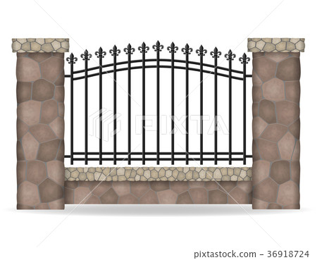 stone fence vector illustration 36918724