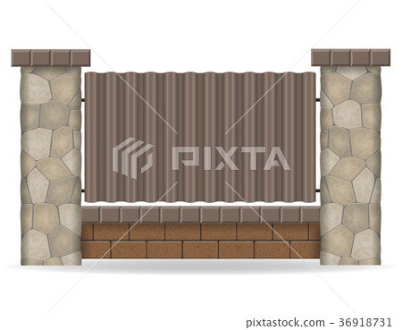 stone fence vector illustration 36918731