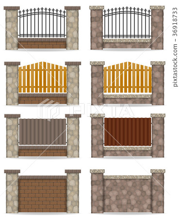 stone fence vector illustration 36918733